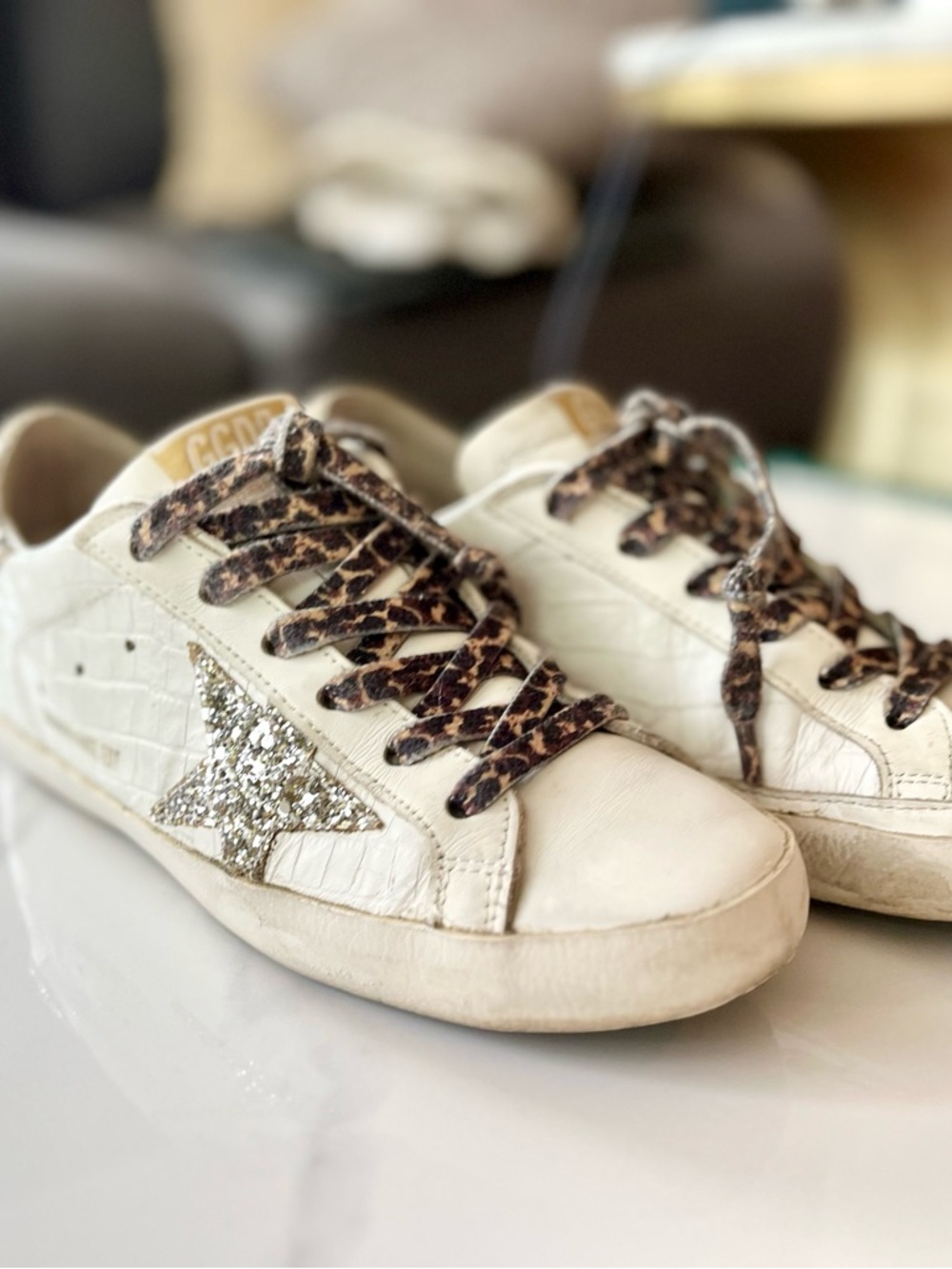 Golden Goose Superstar Classic white/silver leather/glitter sz: 36/6